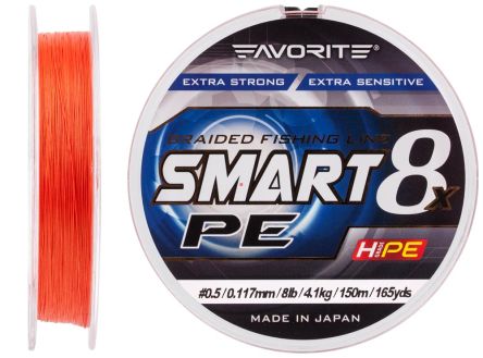 Plecionka Favorite Smart PE 8x 150м (red orange) #1.0/0.171mm 12lb/8.7kg