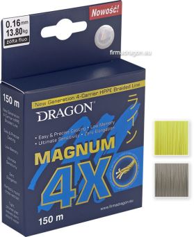 Plecionka Dragon Magnum 4X szara 0,18mm 150m 15,4kg