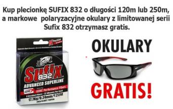 Plecionka Sufix 832 0,28mm 250m fluo 22,80kg + okulary