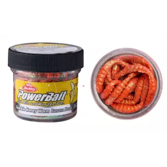 Gumy Berkley PowerBait Sparkle Honey Worm 2.5cm / SŁOIK - BANANA ORANGE / Scales 1596316