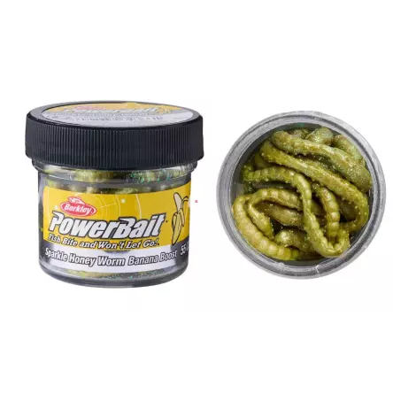 Gumy Berkley PowerBait Sparkle Honey Worm 2.5cm / SŁOIK - BANANA Yellow / Scales 1596315